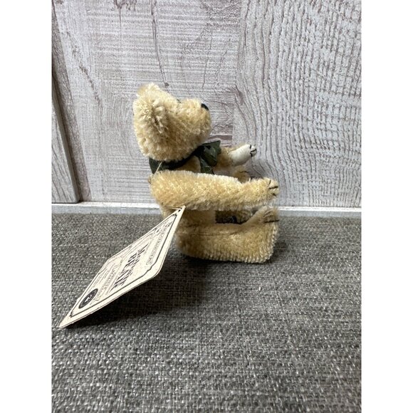 Boyds Bear Mohair Bear Collection Orville Bearington Jointed Plush Green Bow - Picture 2 of 11